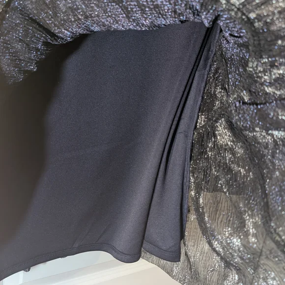 Taylor Black, Navy And Gold Long Sleeve Tiered Dress Size 16 - Picture 3 of 10